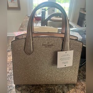 NWT Kate Spade New York Tinsel Glitter Fabric Satchel Crossbody - Rose Gold